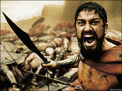 Gerard Butler in movie 300 poster.