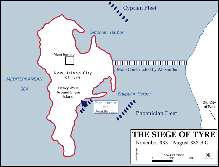 Alexander the great siege of tyre map.