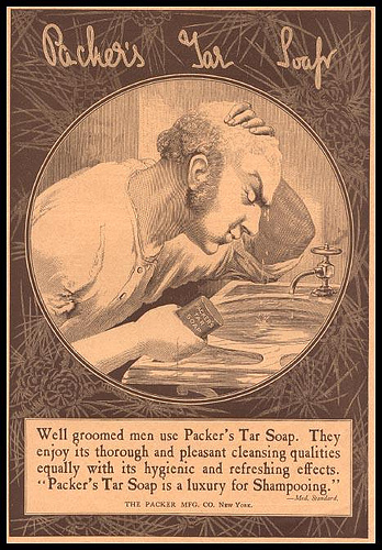 Vintage tar soap advertisement illustration.