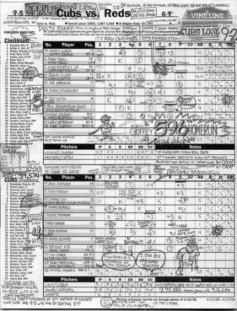 Baseball scorecard paper.