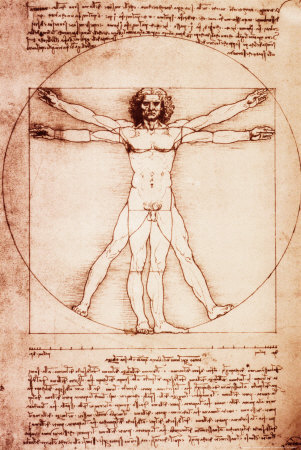 A drawing of the human body by Leonardo da Vinci, a Renaissance man.
