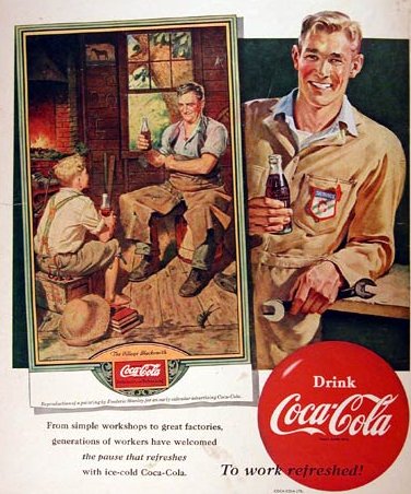 Vintage coca cola advertisement illustration.