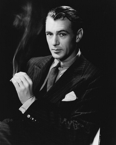 Gary Cooper giving pose in suit illustration.