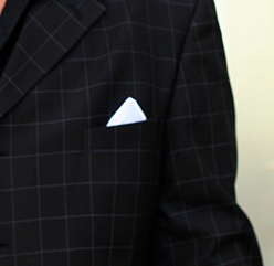 Pocket square one corner fold.