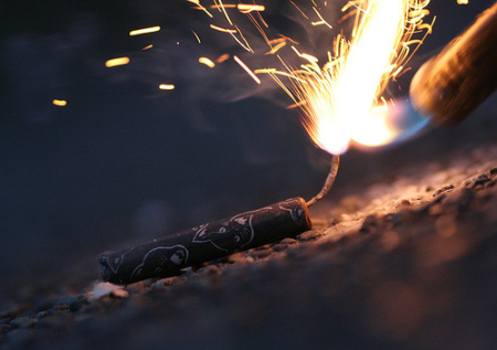 black cat fireworks up close 