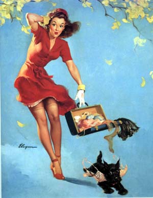 Gil Elvgren pin up girls posters drooped the cloths.