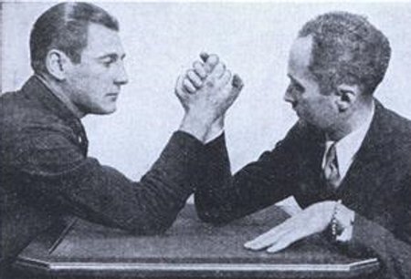 Vintage arm wrestling match.