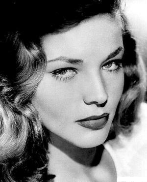 Lauren Bacall sultry shot in serious look. 