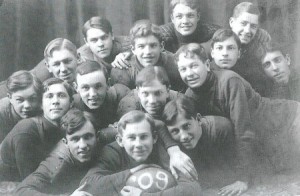 Vintage boys football team portrait.