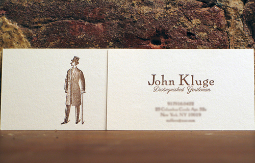 Modern gentleman's calling card John Kluge distinguished gentleman.