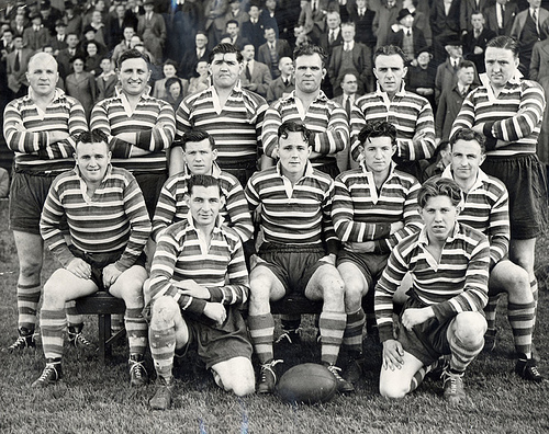 Vintage rugby team photo early 1900s.