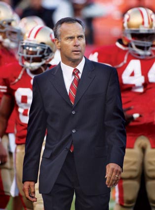 Mike Nolan head coach wearing suit sideline.