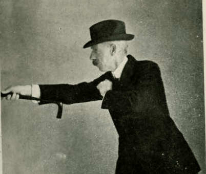 Vintage Bartitsu moves using cane.