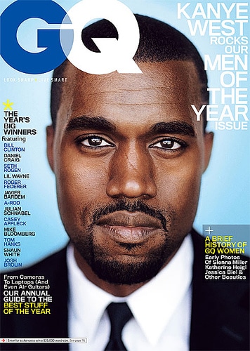 Magazine cover, kayne west man of year by GQ.