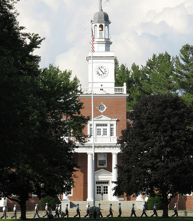 Cadets marching in front of norwich university.