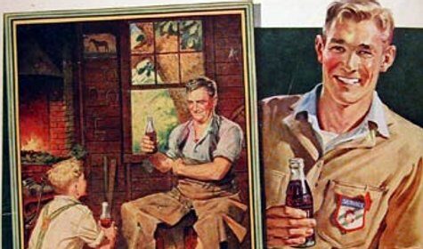 An ad for Coca-Cola featuring the man holding a bottle of Coca-Cola, showcasing the best cola taste.