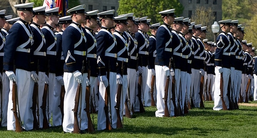 Corps of cadets in marching.