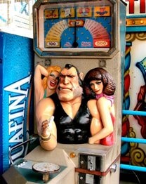 Arm wrestling arcade game.