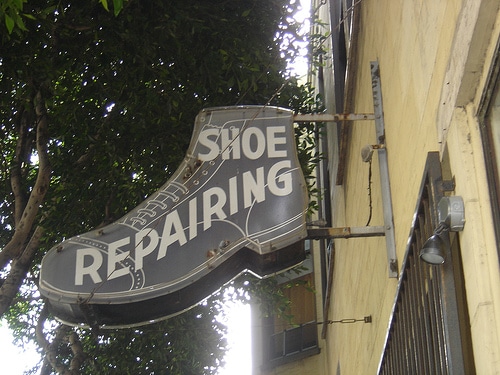 Shoe repair cobbler shop.