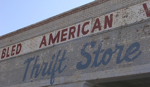 American thrift store portrait.