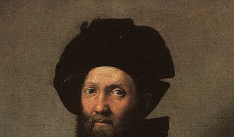 A Sprezzatura-inspired painting of a bearded man with a hat, worthy of praise.