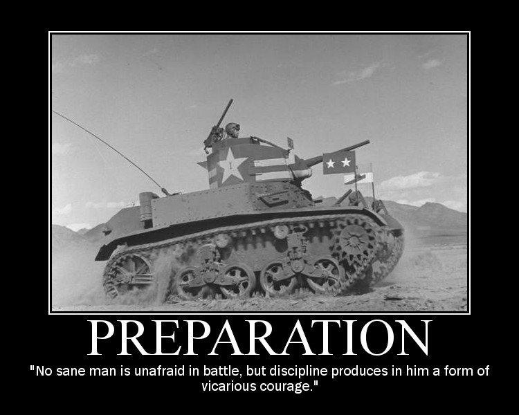 Motivational quote about Preparation by General Patton.