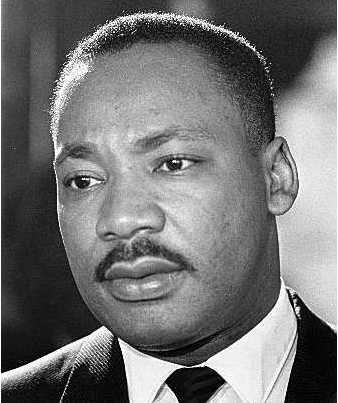 Martin Luther King Jr potrait showing mustache. 