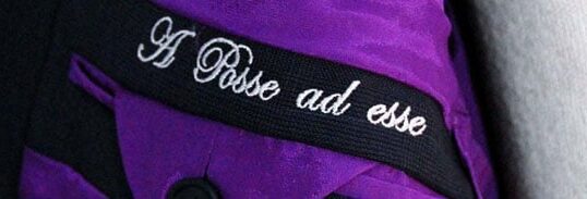 A purple and black jacket with the words 