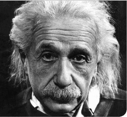 Albert Einstein's portrait showing mustache.