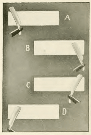 Illustration of razor honing with strop.