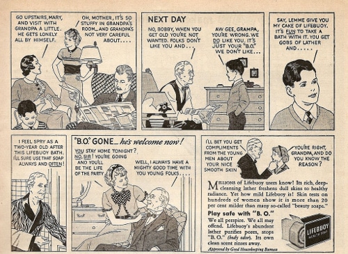 Illustration of vintage Lifebuoy soap ad advertisement.