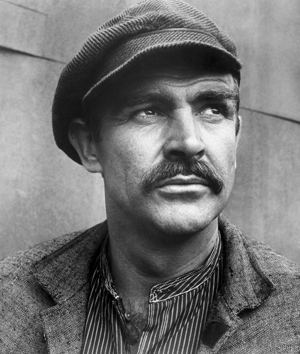 Sean Connery's portrait showing mustache. 