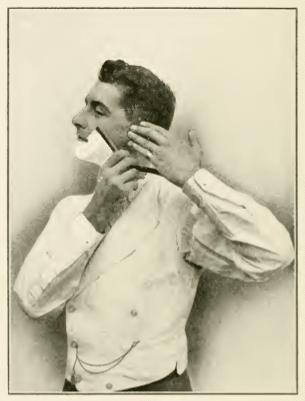 Illustration of shaving the left side of face.
