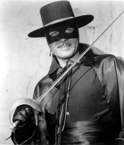 Zorro wearing black mask potrait.