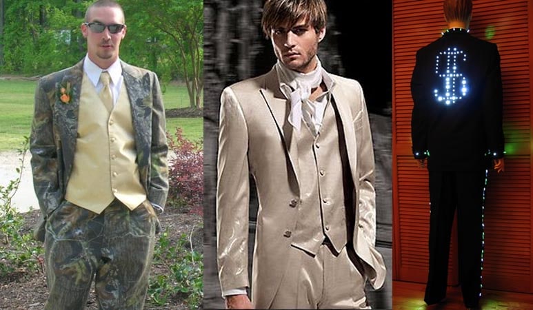 Illustration of men in different formal dresses.