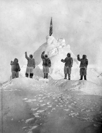 Peary Henson's expedition after successfully raising the flag at north pole.