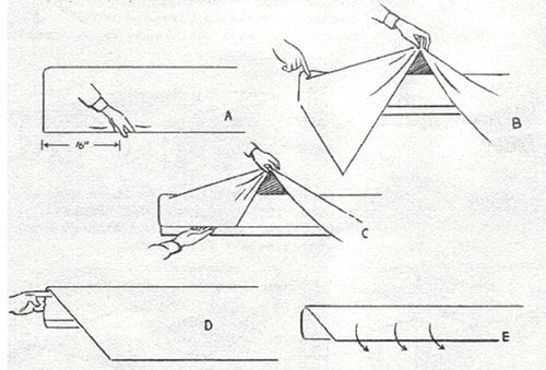 Steps to make tight hospital corner bed.