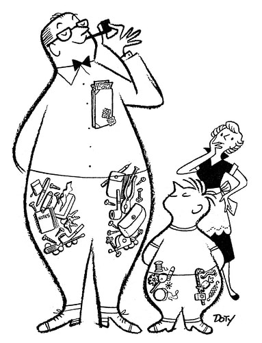 A black and white cartoon of a man and a woman featuring Milton J. Wurtleburtle.