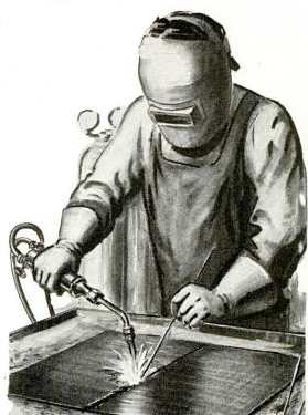 Man doing metalwork illustration.