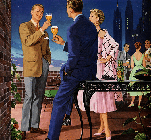  Illustration of people enjoying party while drinking beer.