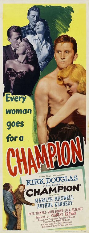Film Poster, champion by Kirk Douglas.