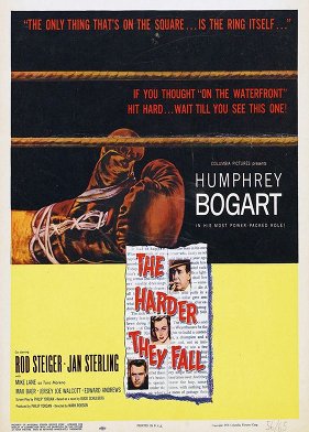 Film poster, the harder they fall by Humphrey Bogart.