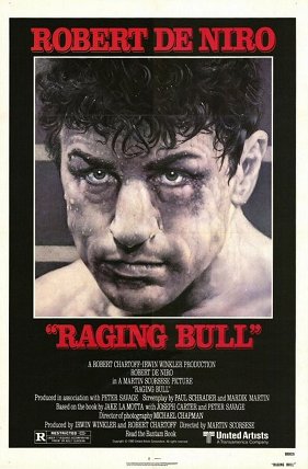 Film poster, raging bull by Robert De Niro.