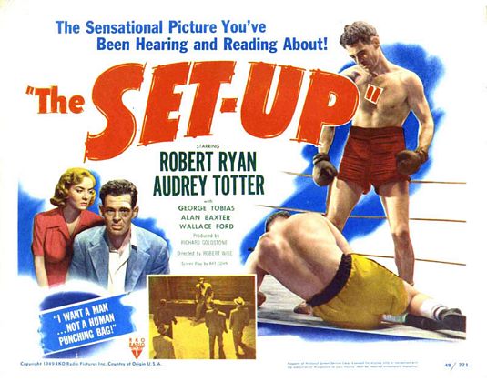 Film poster, the set up by Robert Ryan and Audrey Totter.