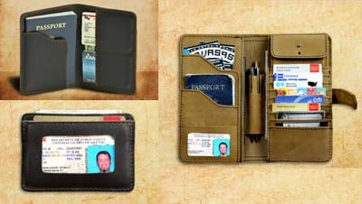Leather wallet comparison sleeve passport Billfold Clamshell co. 