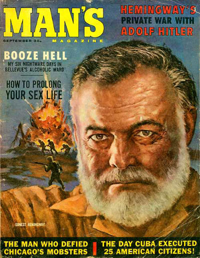 Vintage man's magazine cover Hemingway Hitler.