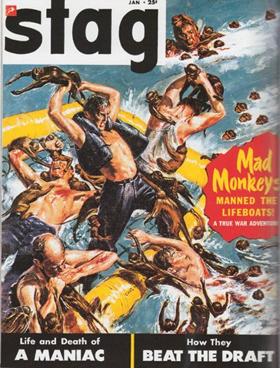 Vintage men's stag magazine cover mad monkeys.