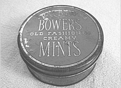 Vintage tin of bowers old fashioned creamy mints in a can.