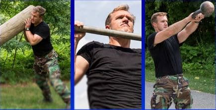 Four images of a man lifting a barbell, showcasing strength and determination.
