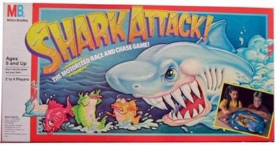 Shark attack board game illustration.